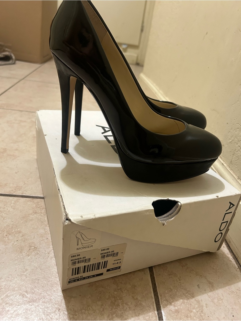 Aldo Black Patent Platform Stiletto Pumps